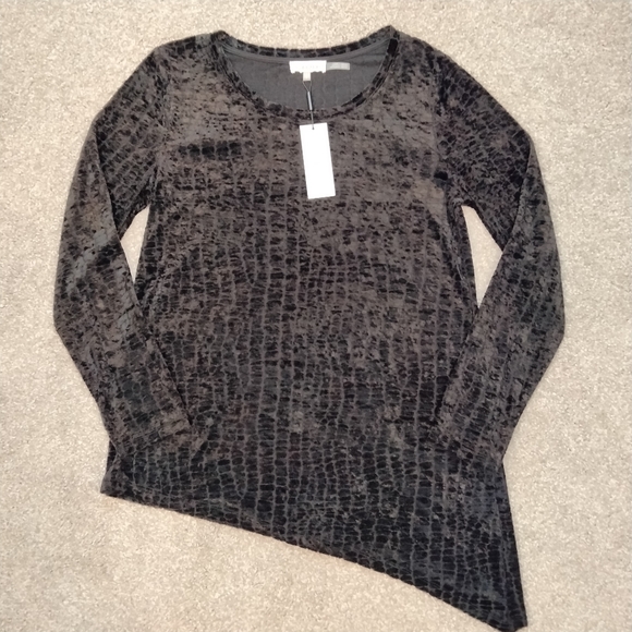 NWT Sz S Calvin Klein Asymmetrical Velvet Crocodile Print Top - Picture 7 of 8